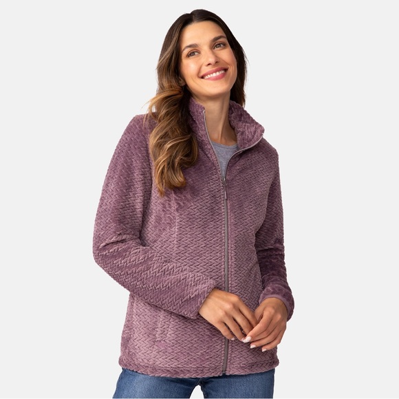 Free Country Cable Braided Butter Pile Mauve Soft Full Zip Jacket Size S - Picture 2 of 10